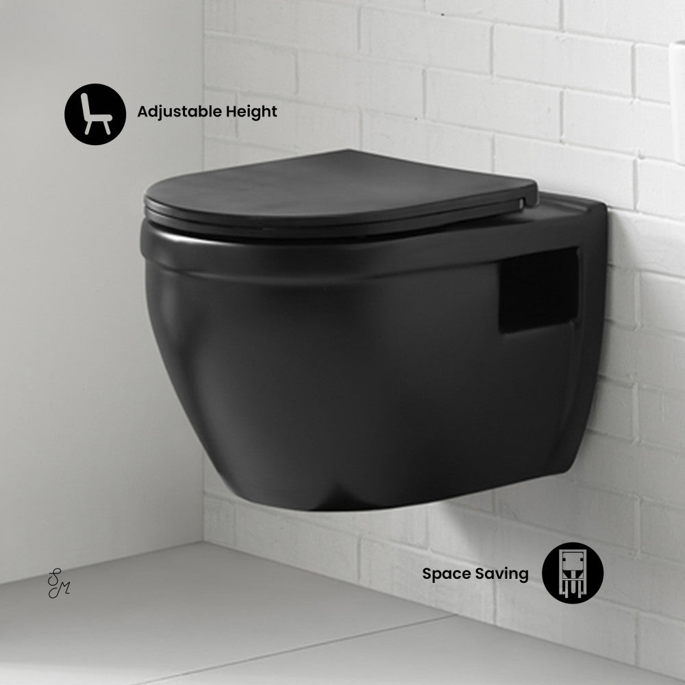 Swiss Madison Ivy Wall-Hung Elongated Toilet Bowl in Matte Black