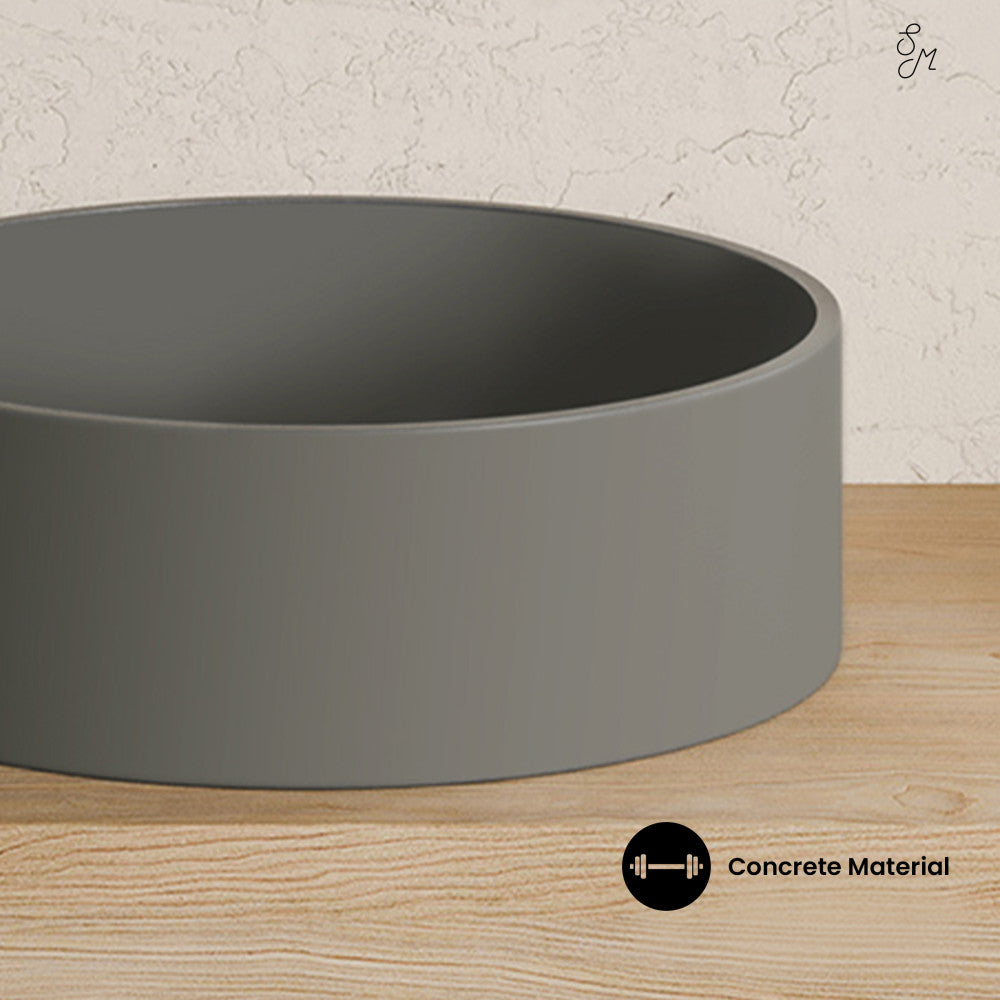 Swiss Madison Lisse 15" Round Concrete Vessel Bathroom Sink in Dark Grey