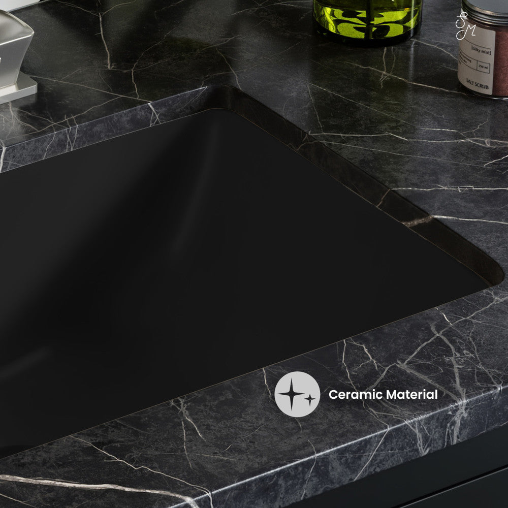 Swiss Madison Plaisir 22" Ceramic Undermount Bathroom Sink in Matte Black