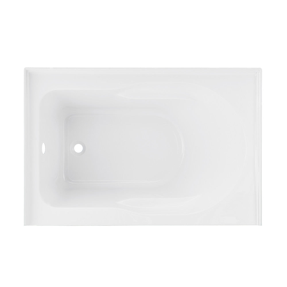 Swiss Madison Ivy 54 x 30 Skirted Left Drain Soaking Alcove Bathtub in Glossy White with Integrated Armrest