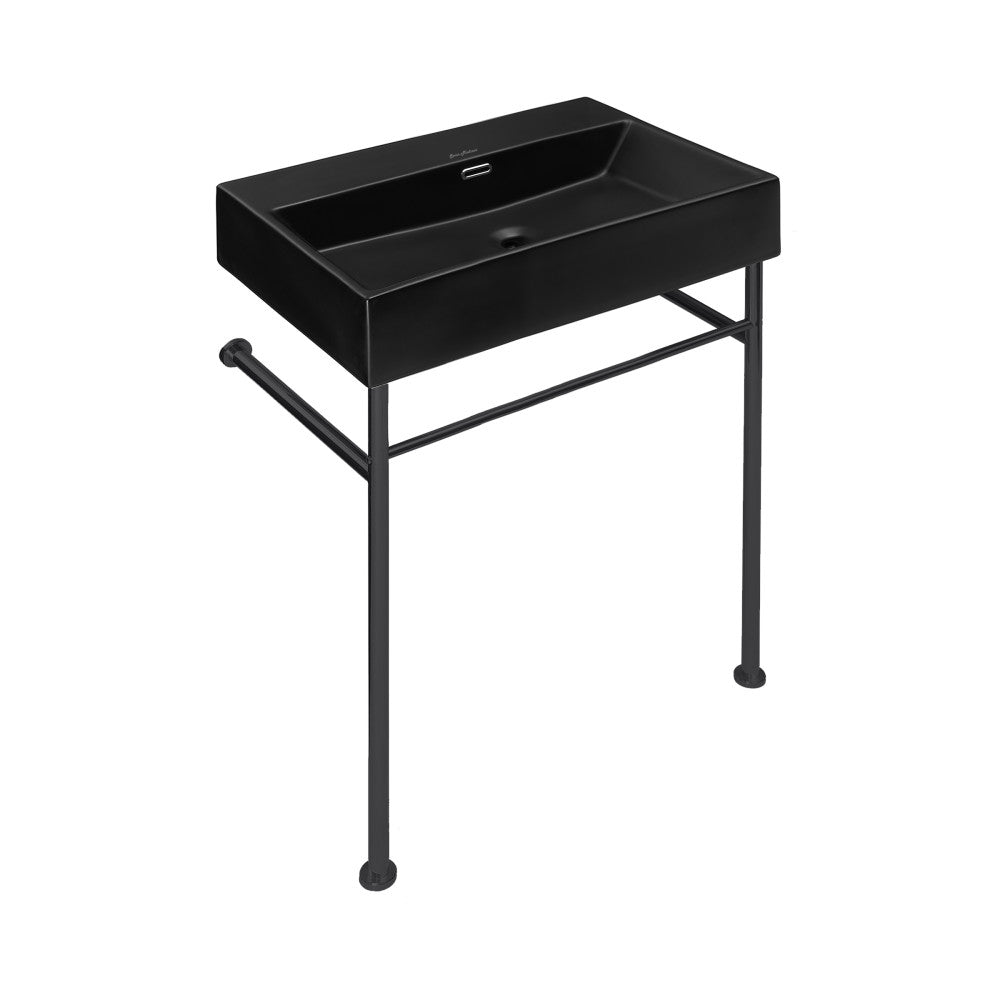 Swiss Madison Claire 24" Rectangle Matte Black Zero Hole Console Sink with Matte Black Legs