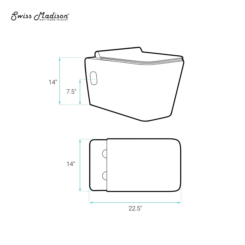 Swiss Madison Concorde Wall-Hung Toilet Bundle 0.8/1.6 GPF Dual Flush in Glossy White with Black Flush Plate