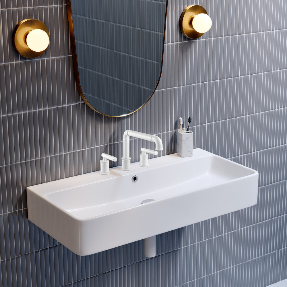 Swiss Madison Carre 36" Wall-Mount Bathroom Sink with 8" Widespread Holes