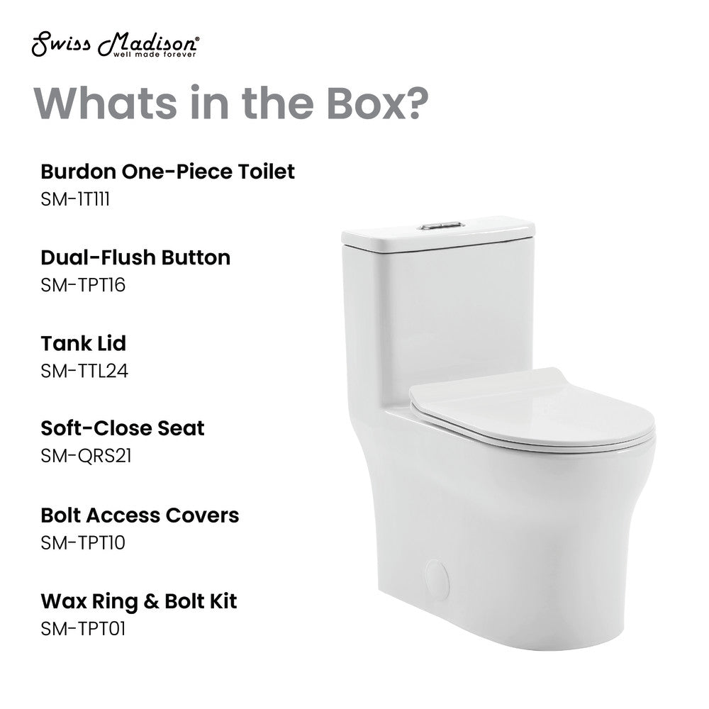 Swiss Madison Burdon One-Piece Elongated Toilet Vortex Dual-Flush 1.1/1.6 gpf