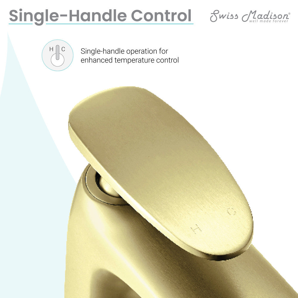 Swiss Madison Sublime Single Hole, Single-Handle, Bathroom Faucet in Brushed Gold