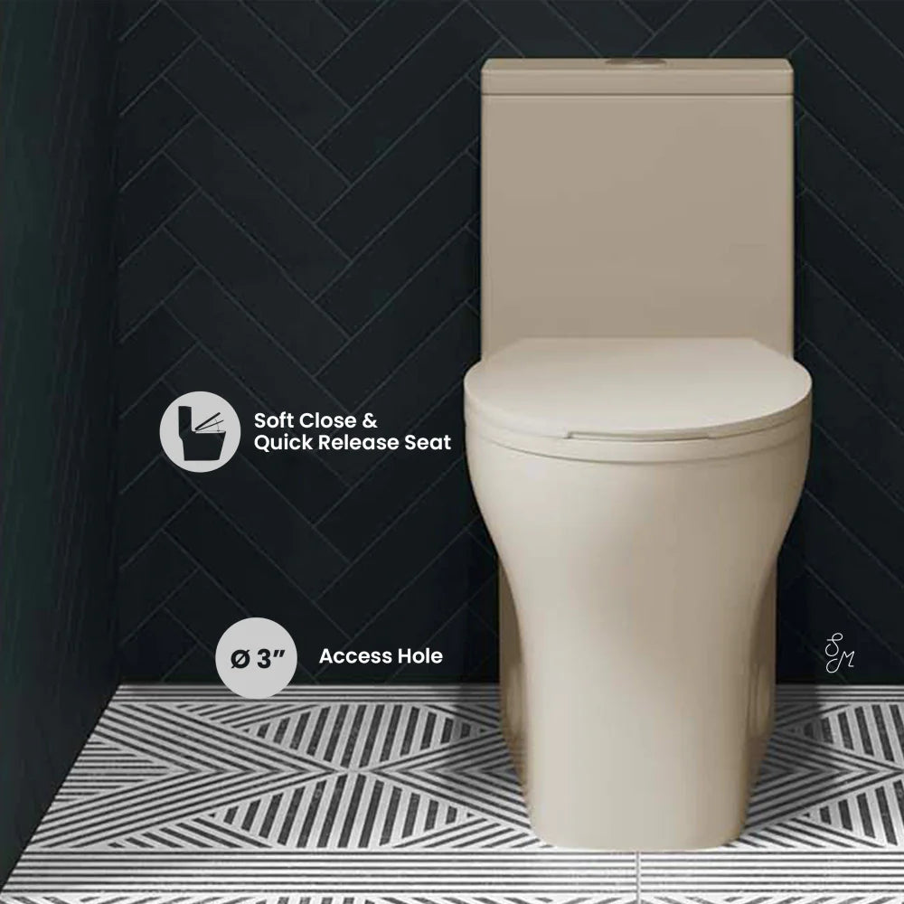 Swiss Madison Sublime III One-Piece Round Toilet Vortex™ Dual-Flush 0.95/1.26 gpf in Bisque