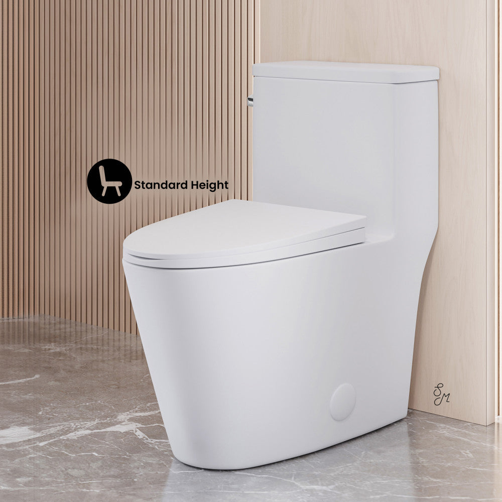 Swiss Madison Dreux One-Piece 12" Rough-in 1.28 GPF Left Flush Elongated Toilet in Glossy White