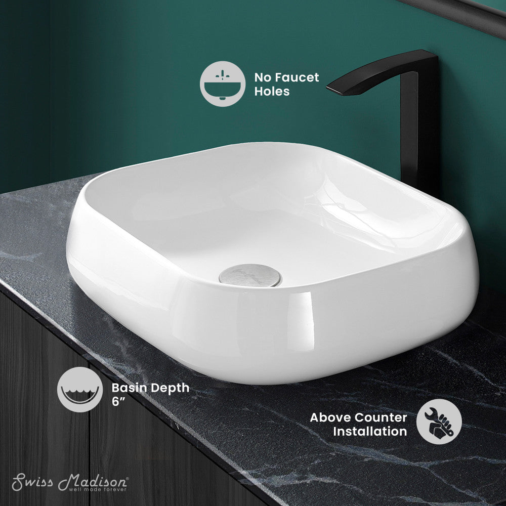 Swiss Madison Chateau 18 Square Ceramic Vessel Sink