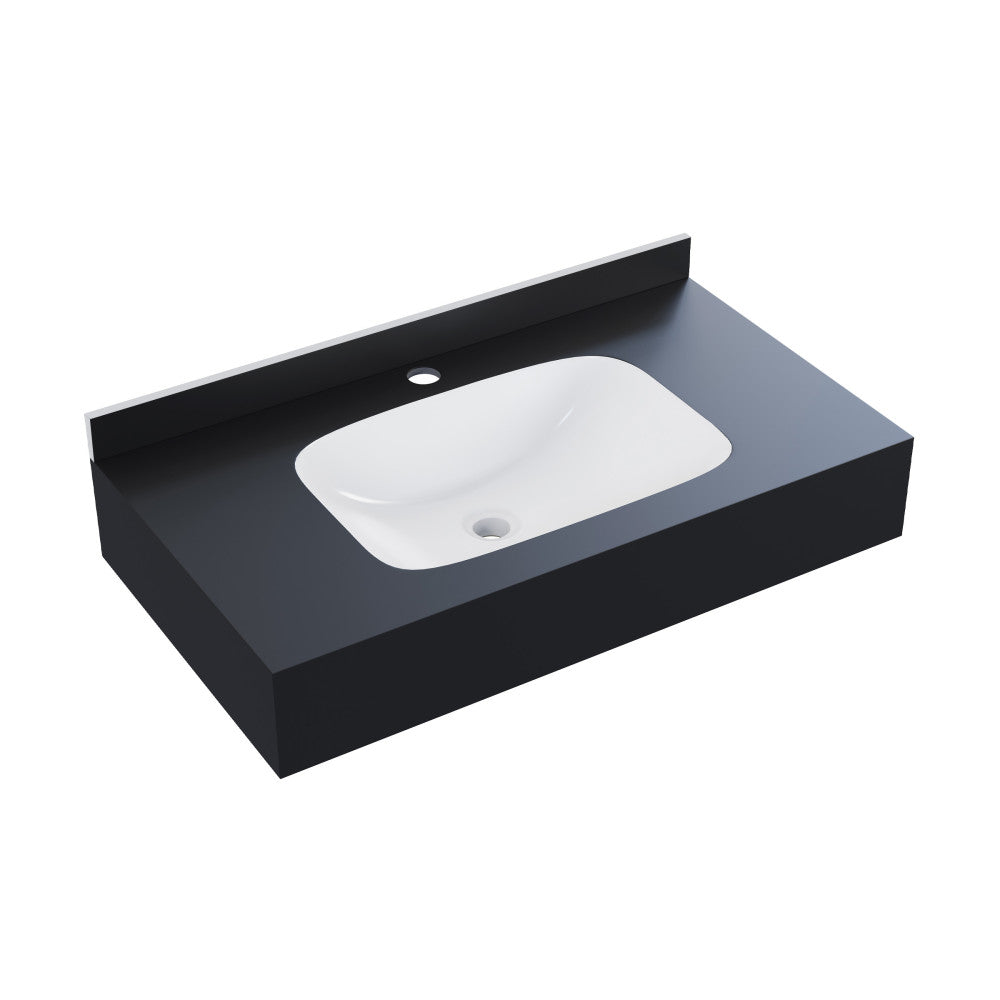 Swiss Madison Avancer 36'' Wall Mount Sink In Black Marquina