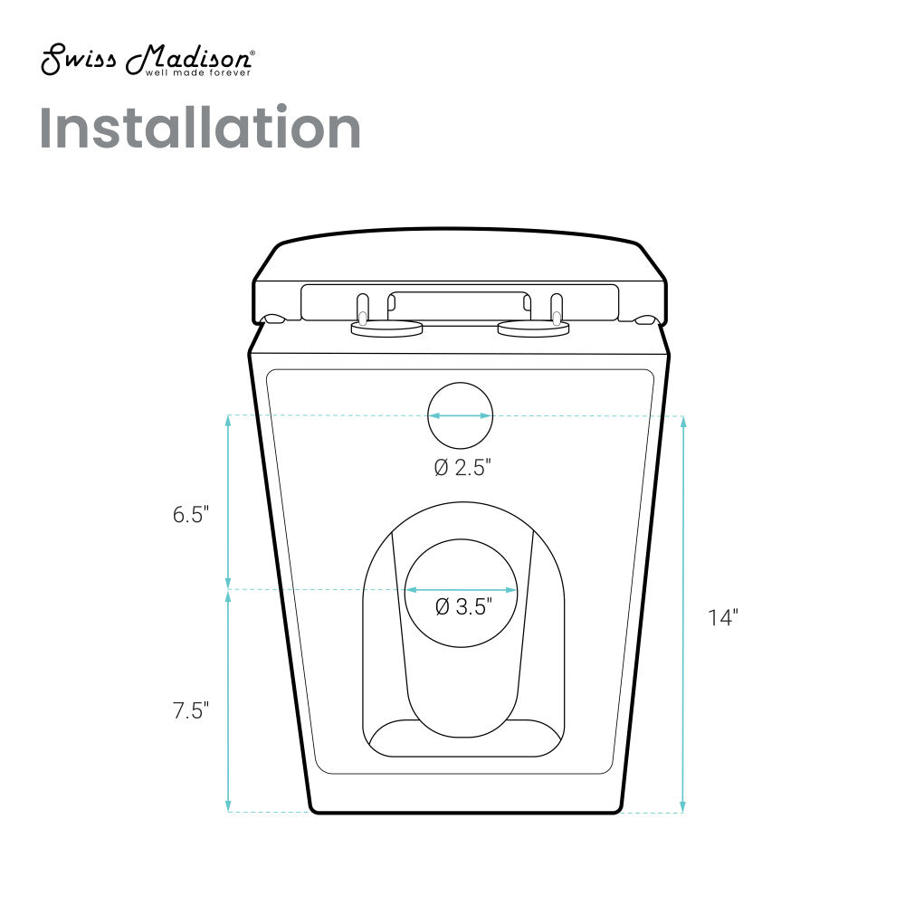 Swiss Madison St. Tropez Back-to-Wall Toilet Bundle 0.8/1.6 GPF Dual Flush in Glossy White with White Flush Plate