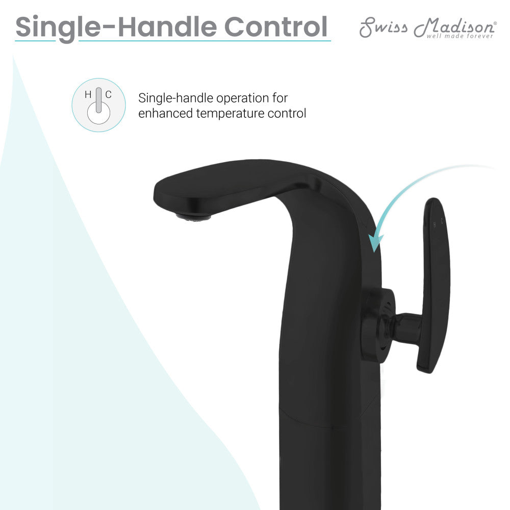 Swiss Madison Chateau Single Hole, Single-Handle, High Arc Bathroom Faucet in Matte Black