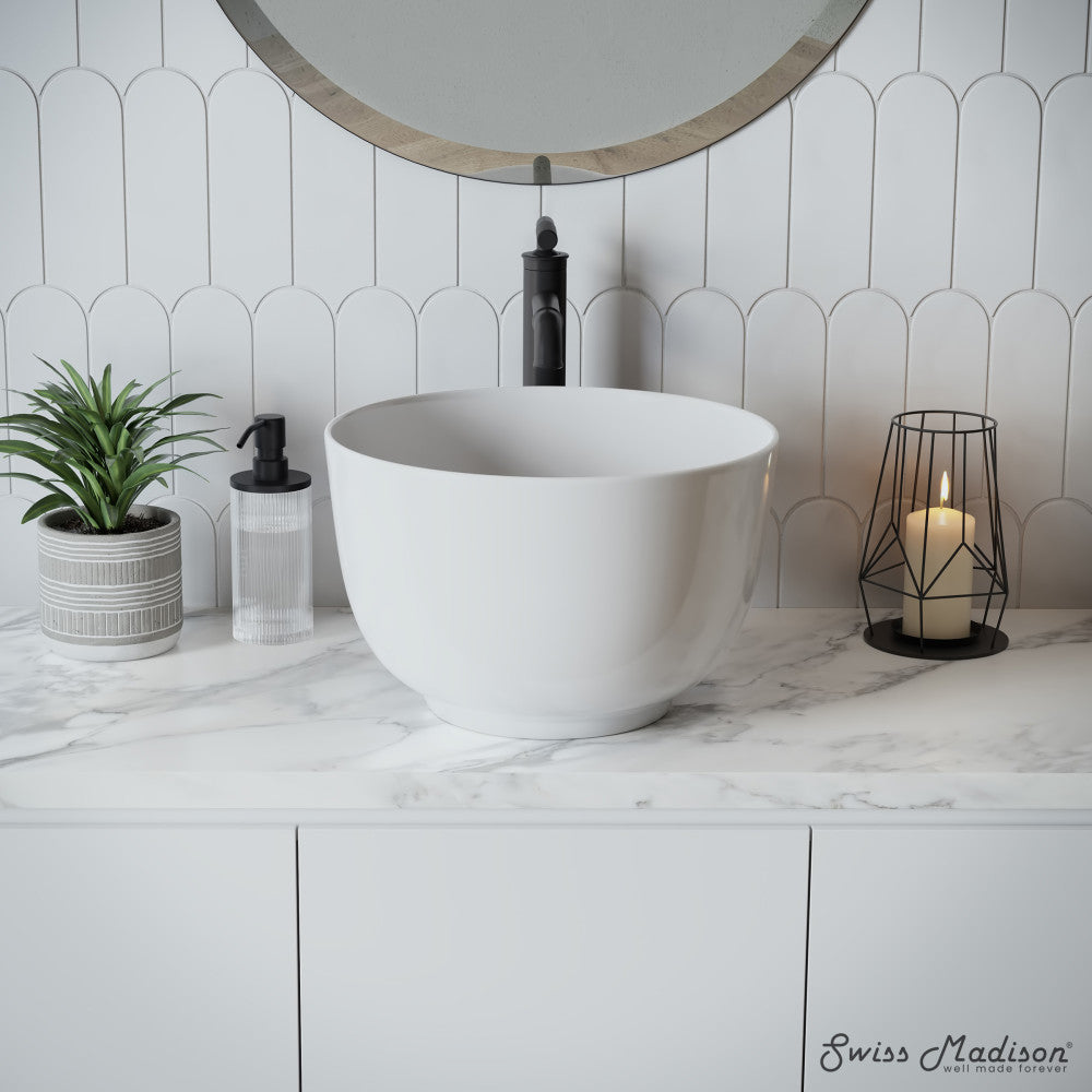 Swiss Madison Calice 15'' Vessel Sink in White