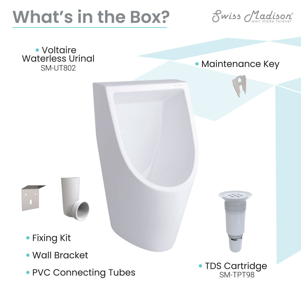 Swiss Madison Voltaire Waterless Urinal in White