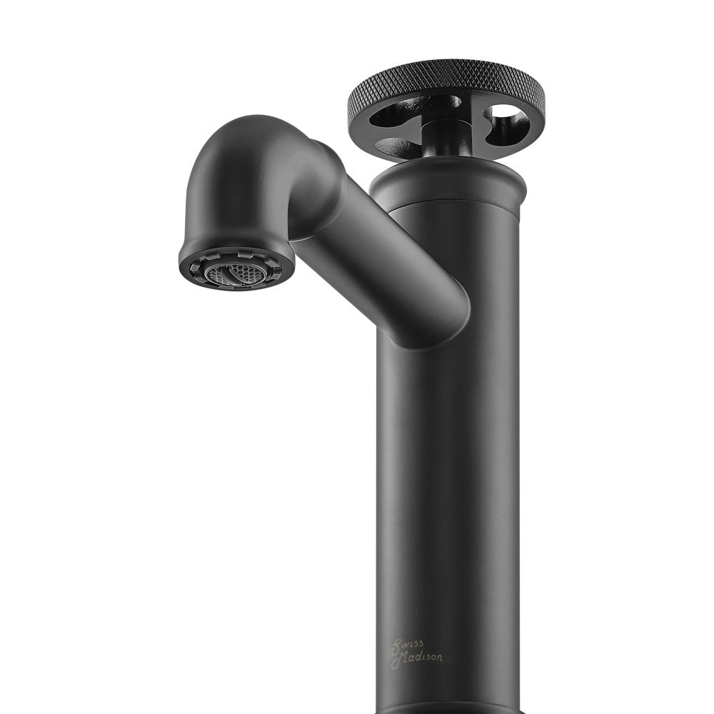 Swiss Madison Avallon Single Hole, Single-Handle Wheel, Bathroom Faucet in Matte Black