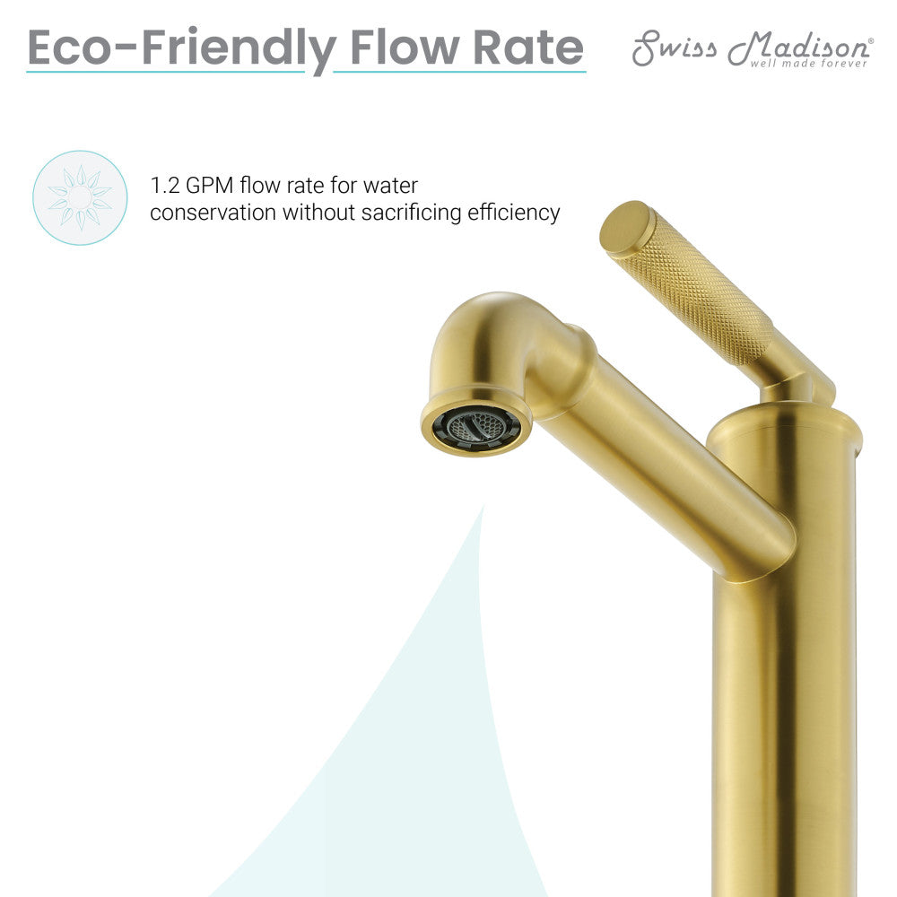Swiss Madison Avallon Single Hole, Single-Handle Sleek, High Arc Bathroom Faucet in Brushed Gold