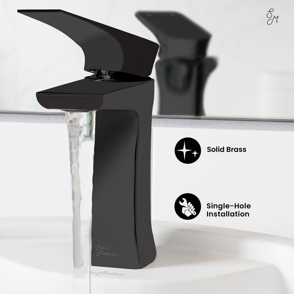 Swiss Madison Monaco Single Hole, Single-Handle, Bathroom Faucet in Matte Black