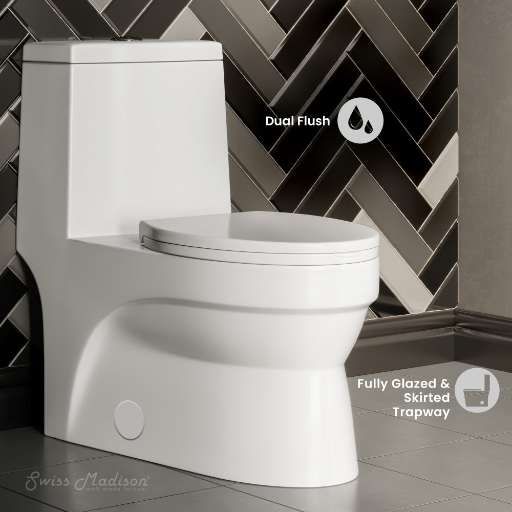 Swiss Madison Virage One-Piece Elongated Toilet Vortex Dual-Flush 1.1/1.6 gpf
