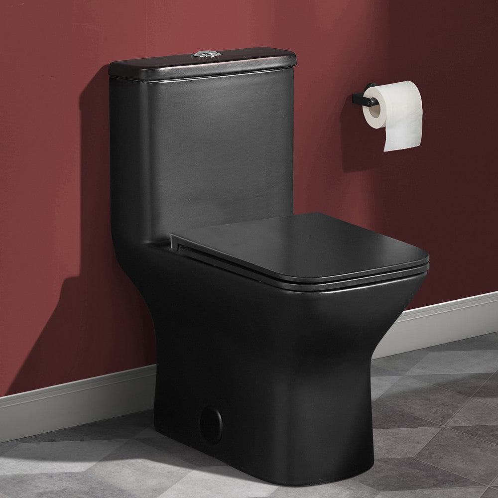 Swiss Madison Carre One-Piece Square Toilet Dual-Flush in Matte Black 1.1/1.6 gpf