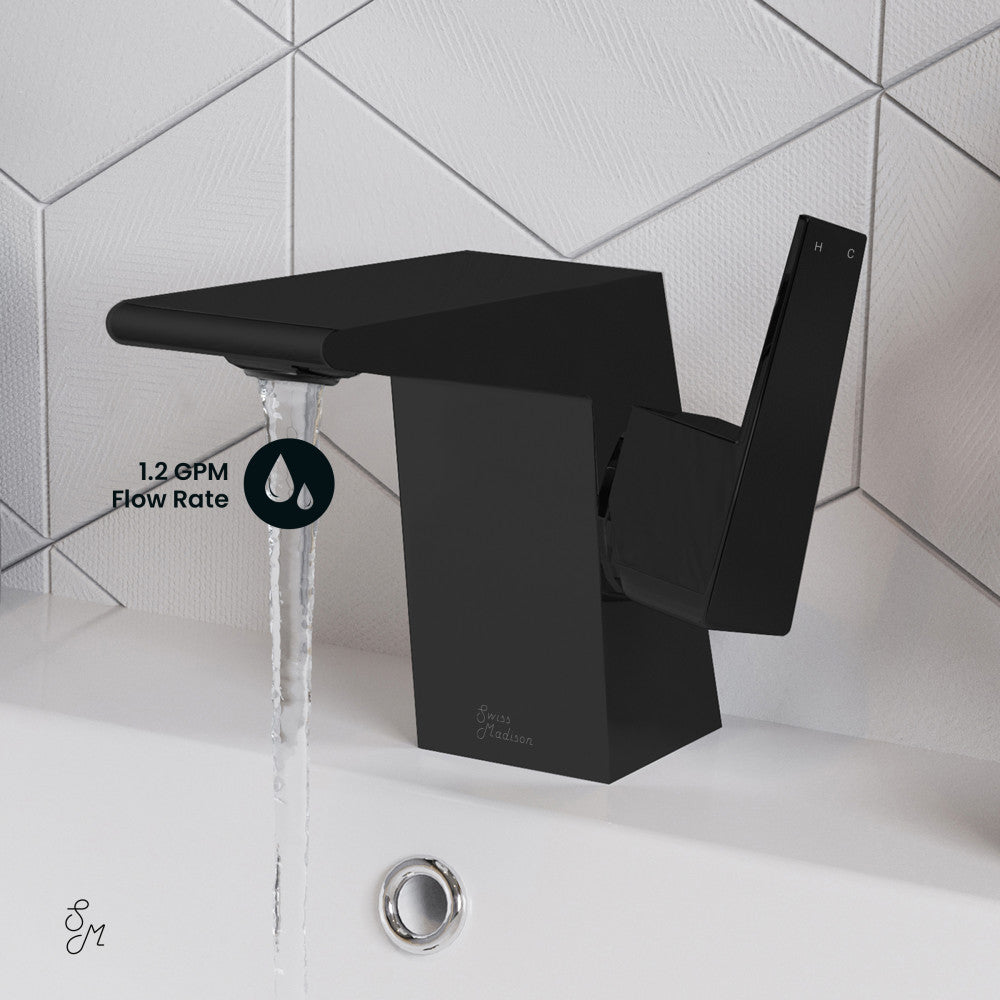 Swiss Madison Carre Single Hole, Single-Handle, Bathroom Faucet in Matte Black