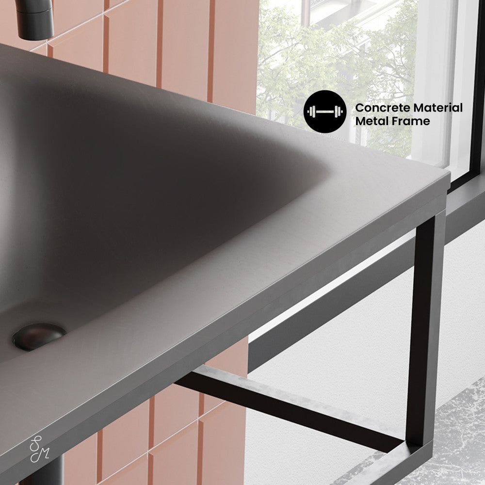 Swiss Madison Lisse 24" Rectangle Concrete Wall-Mount Bathroom Sink in Dark Grey