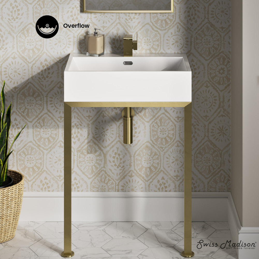 Swiss Madison Concorde 24" Rectangle Console Sink with Brushed Gold Legs
