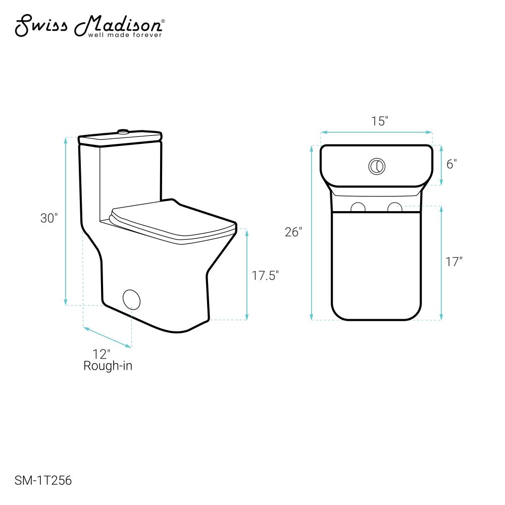 Swiss Madison Carre One-Piece Square Toilet Dual-Flush 1.1/1.6 gpf