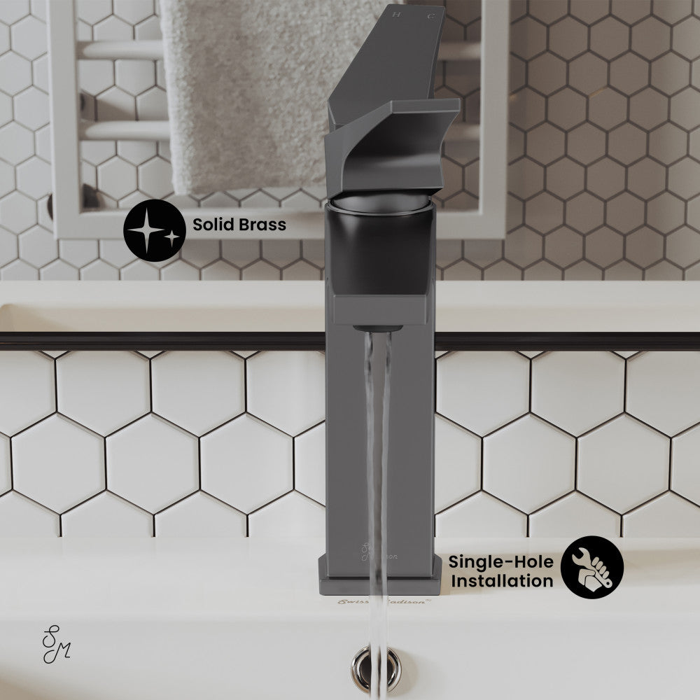 Swiss Madison Voltaire Single Hole, Single-Handle, Bathroom Faucet in Gunmetal Grey