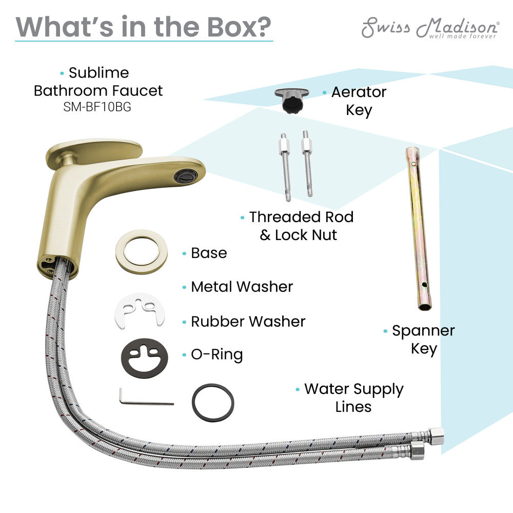 Swiss Madison Sublime Single Hole, Single-Handle, Bathroom Faucet in Brushed Gold