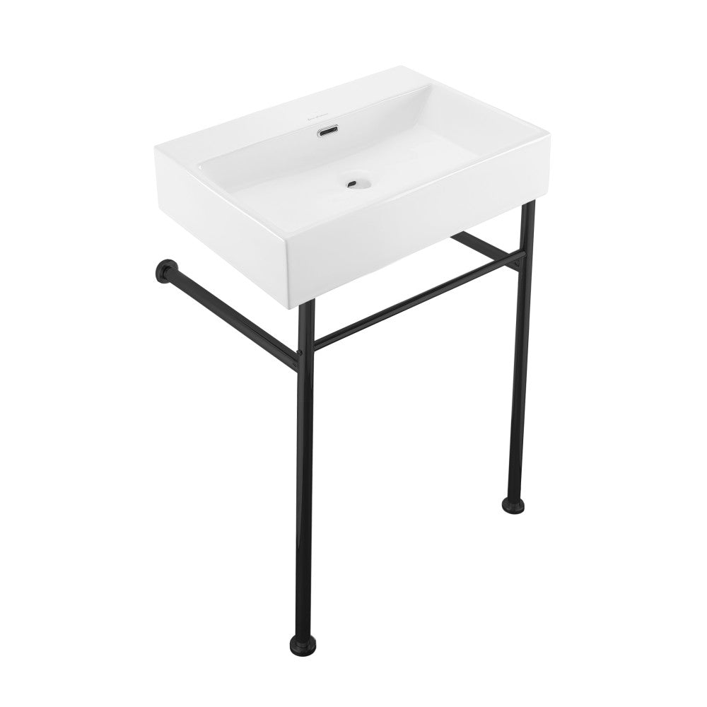 Swiss Madison Claire 24" Rectangle Zero Hole Console Sink with Matte Black Legs