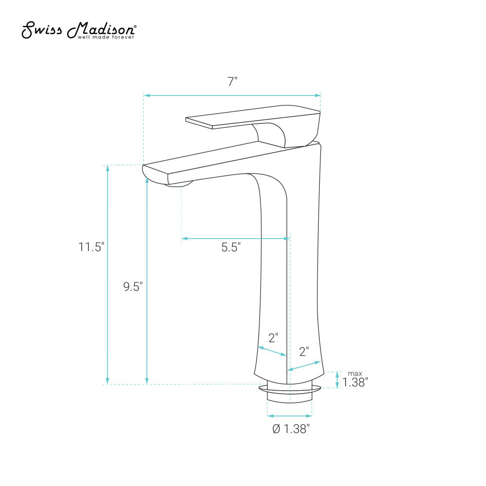 Swiss Madison Monaco Single Hole, Single-Handle, High Arc Bathroom Faucet in Matte Black