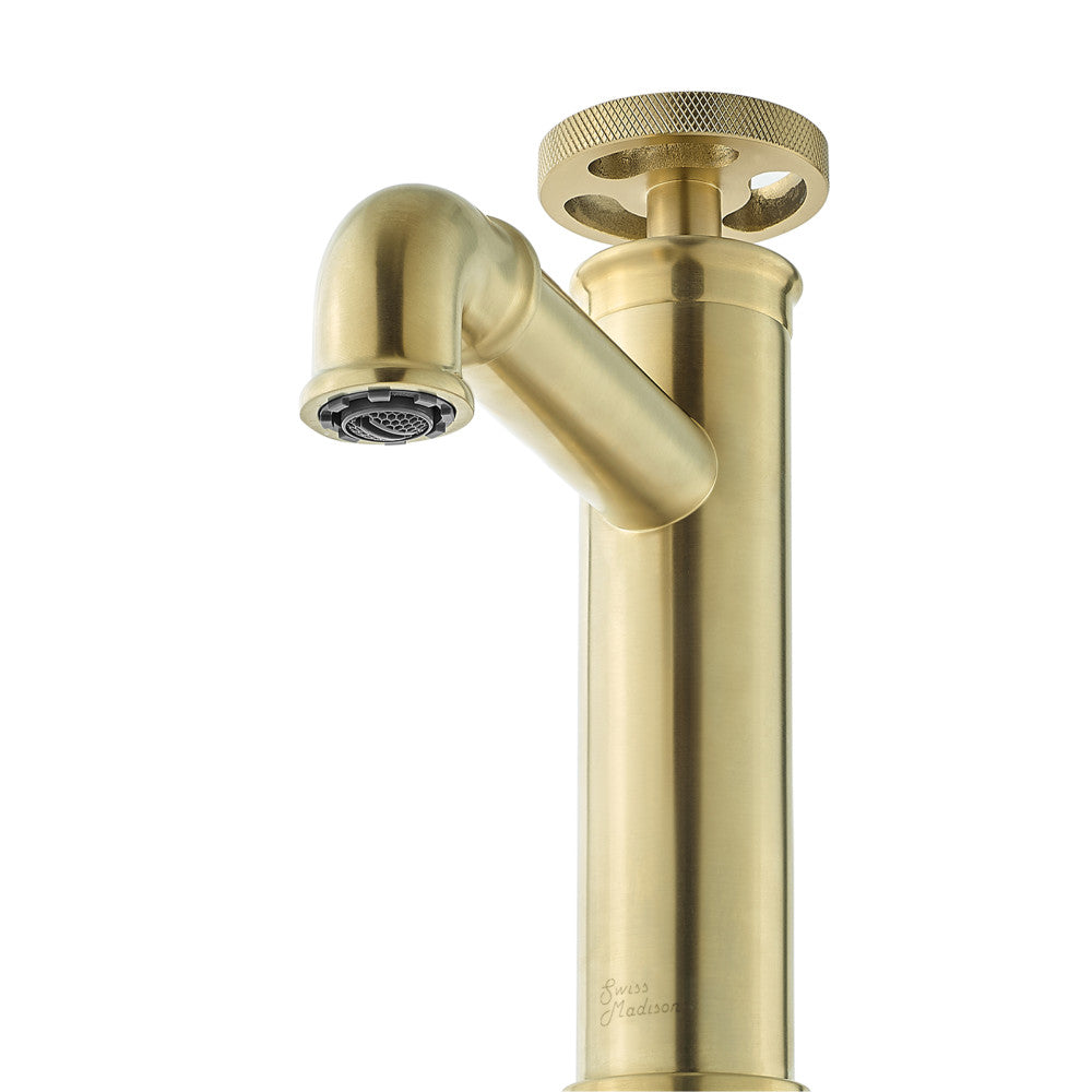 Swiss Madison Avallon Single Hole, Single-Handle Wheel, Bathroom Faucet in Brushed Gold