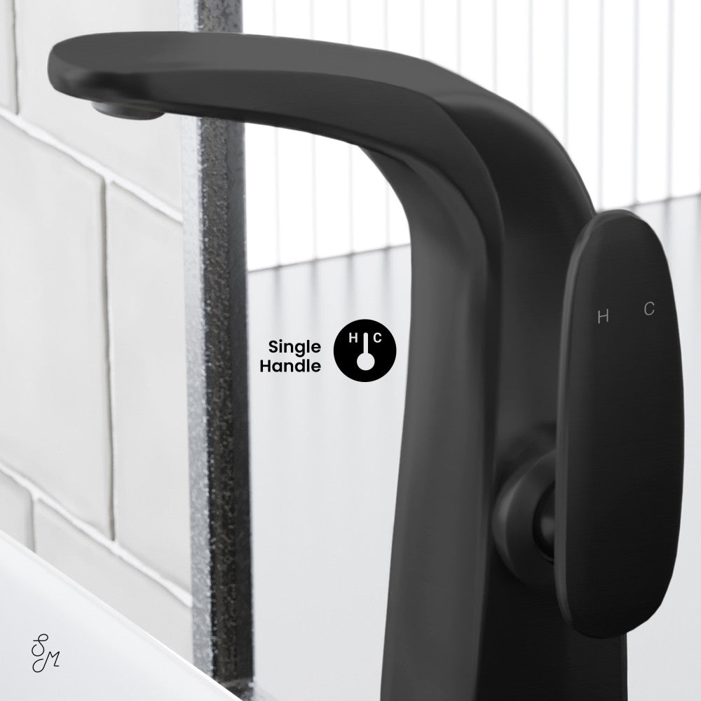Swiss Madison Chateau Single Hole, Single-Handle, High Arc Bathroom Faucet in Matte Black