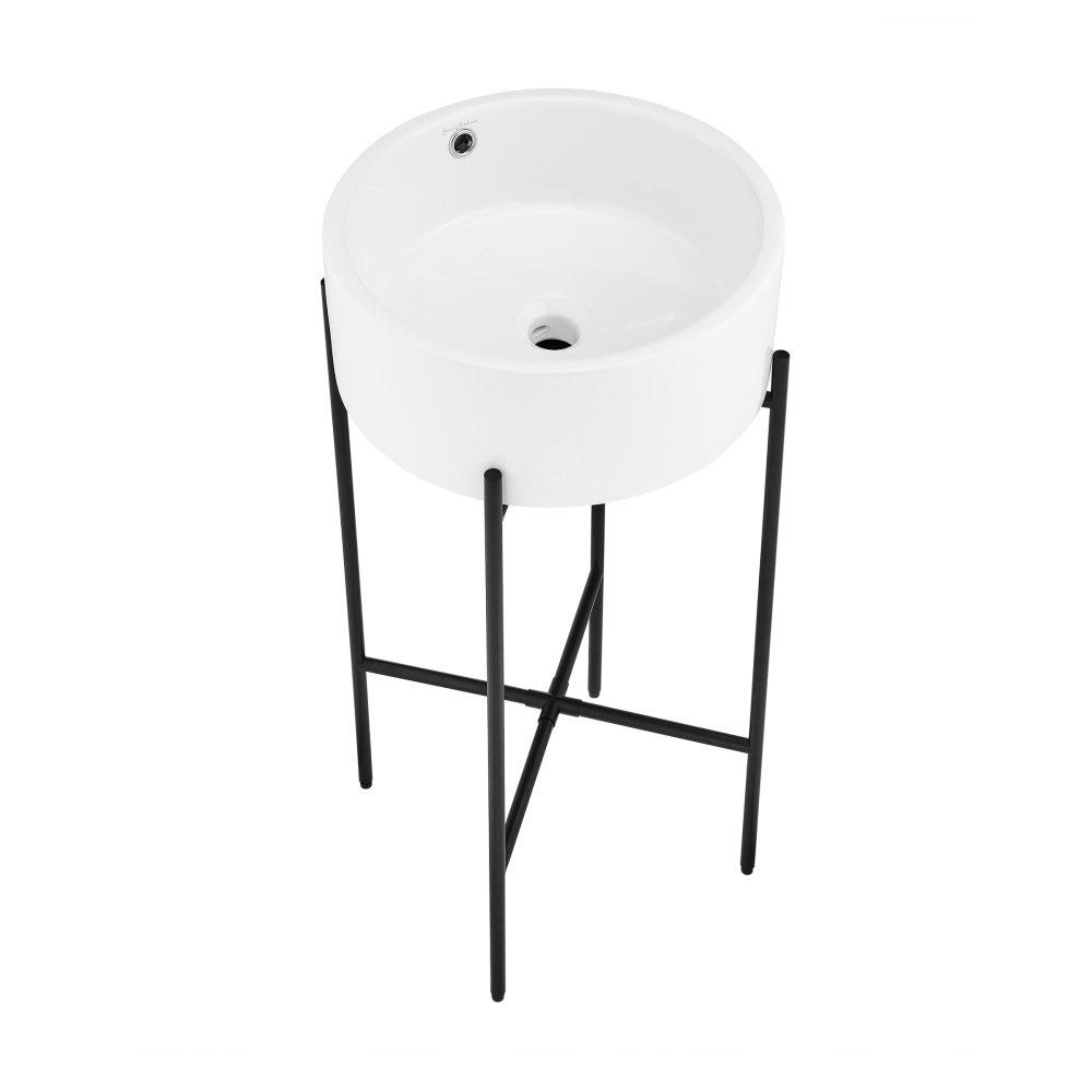 Swiss Madison Monaco 16.5" Round Console Sink, White Basin Matte Black Legs