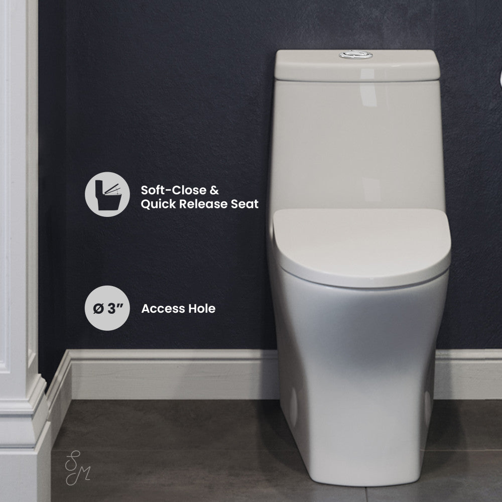 Swiss Madison Sublime II One-Piece 10" Rough-in 1.1/1.6 GPF Dual Top Flush Round Compact Toilet in Glossy White