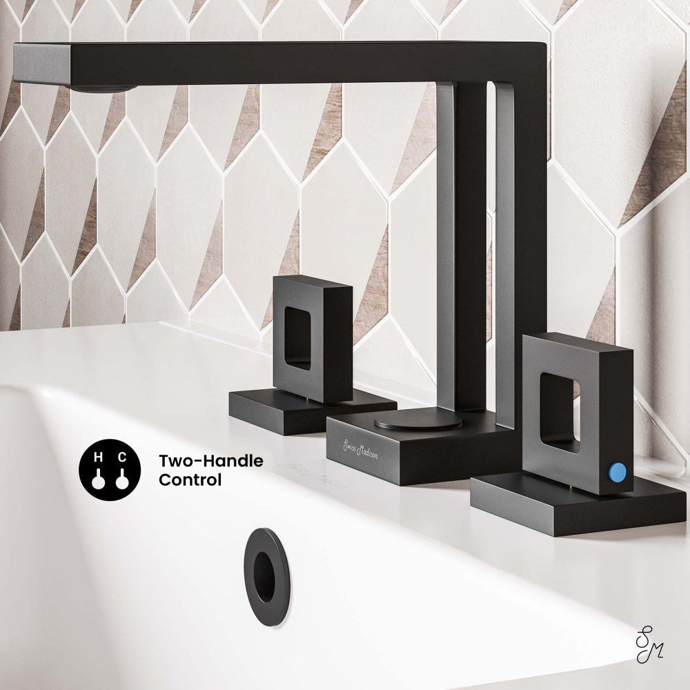 Swiss Madison Pierre Widespread, Double Handle, Bathroom Faucet in Matte Black