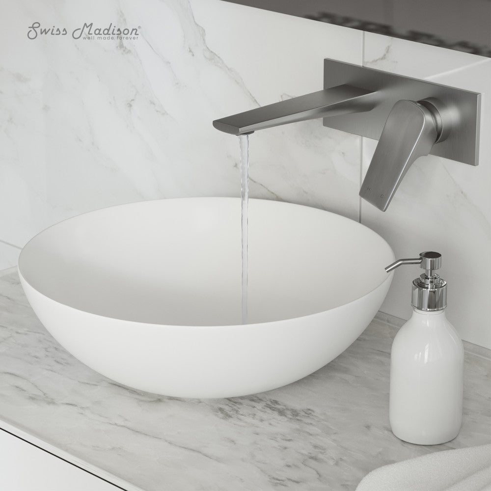 Swiss Madison Monaco Single-Handle, Wall-Mount, Bathroom Faucet in Brushed Nickel