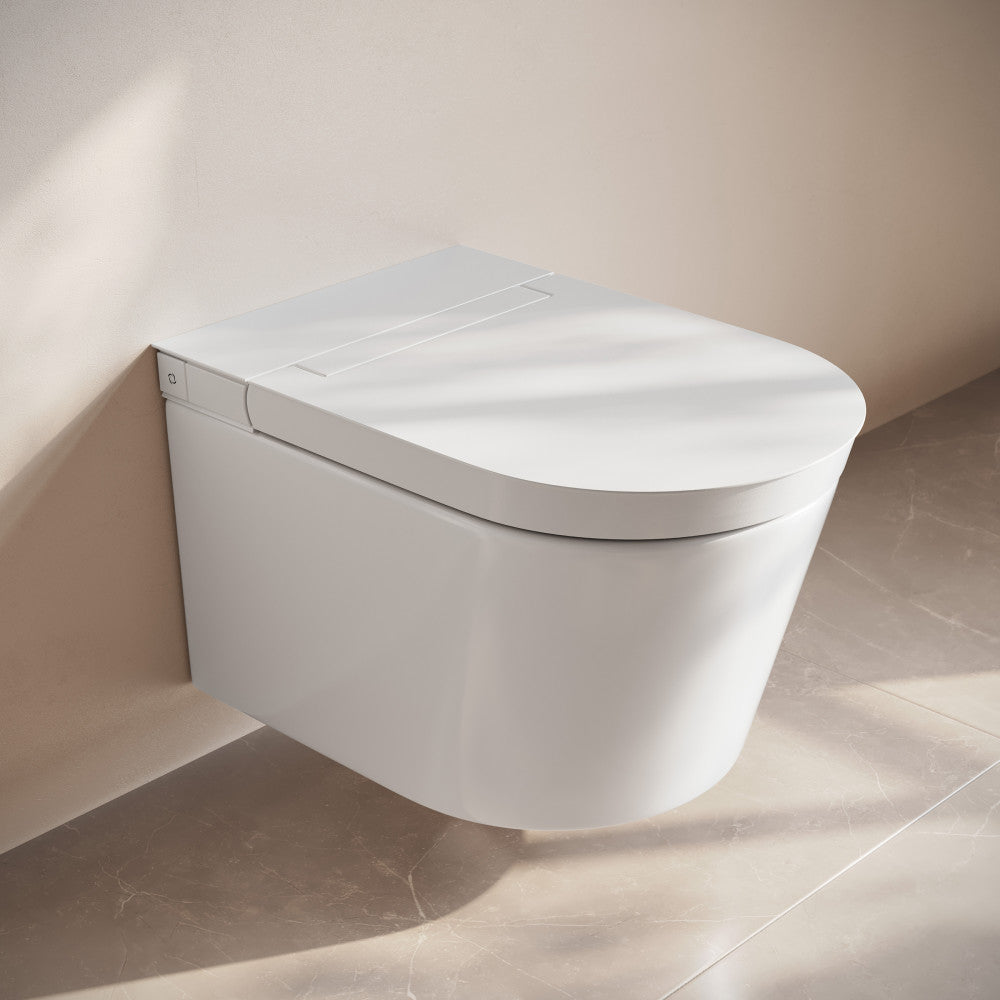 Swiss Madison Hugo H Wall-Hung Toilet in Glossy White with Supporting Frame