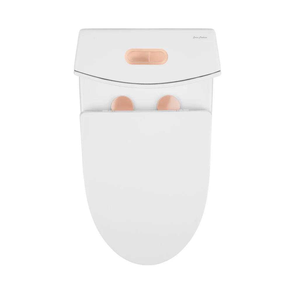 Swiss Madison St. Tropez One Piece Elongated Toilet Dual Vortex™ Flush, Rose Gold Hardware