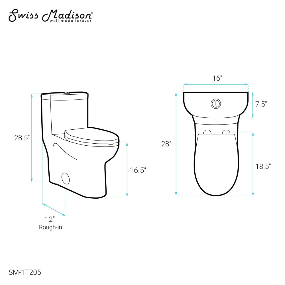 Swiss Madison Sublime One-Piece Elongated Toilet Dual-Flush 1.1/1.6 gpf