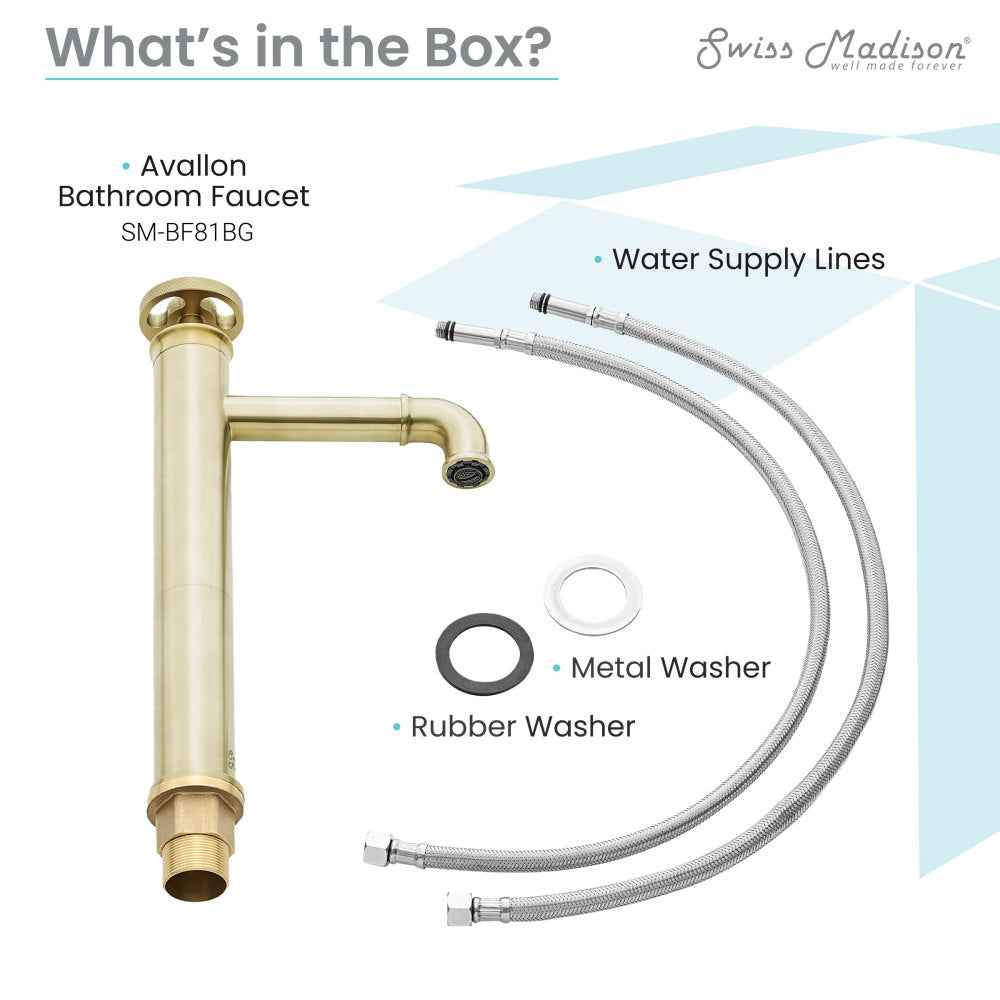 Swiss Madison Avallon Single Hole, Single-Handle Wheel, High Arc Bathroom Faucet in Brushed Gold