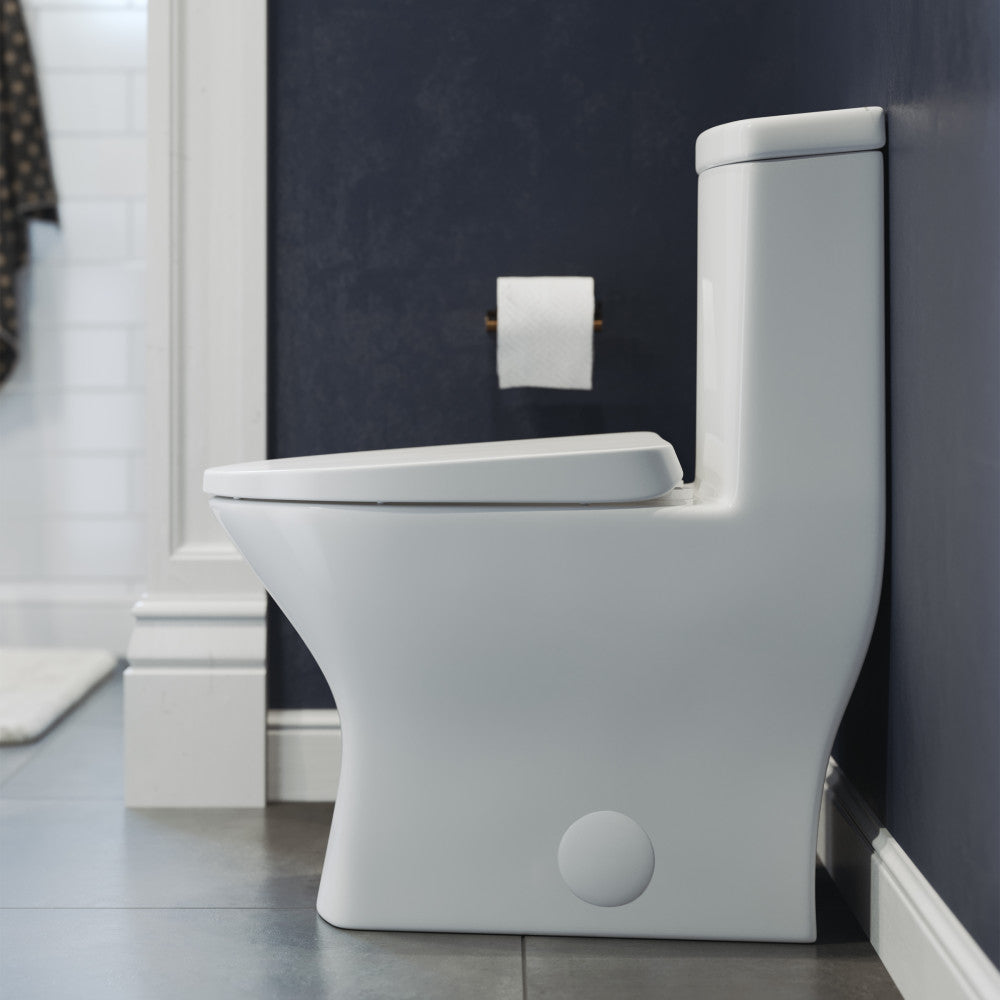 Swiss Madison Sublime II One-Piece 10" Rough-in 1.1/1.6 GPF Dual Top Flush Round Compact Toilet in Glossy White