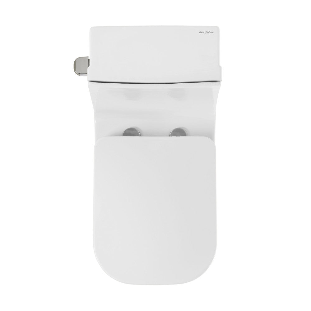 Swiss Madison Concorde One-Piece 12" Rough-in 1.28 GPF Left-Hand Flush Square Toilet in Glossy White
