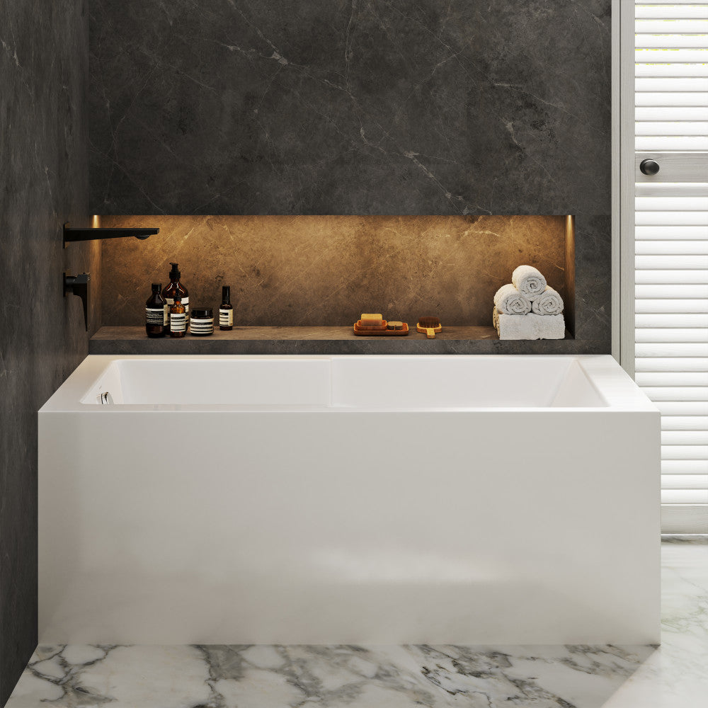 Swiss Madison Claire 60" x 32" Left-Hand Drain Drain Alcove Tub with Corner Apron