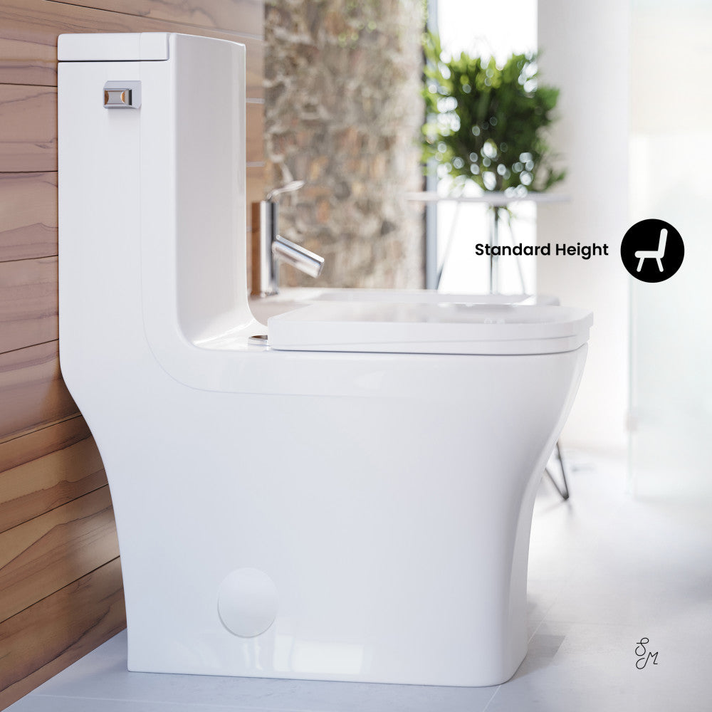 Swiss Madison Concorde One-Piece 12" Rough-in 1.28 GPF Left-Hand Flush Square Toilet in Glossy White