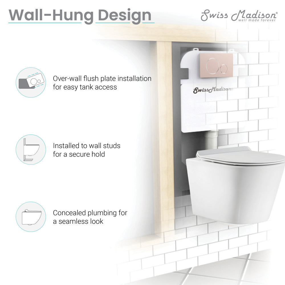 Swiss Madison Swiss Madison Well Made Forever SM-WK465-01C - Calice Wall-Hung Round Toilet Bundle, Glossy White
