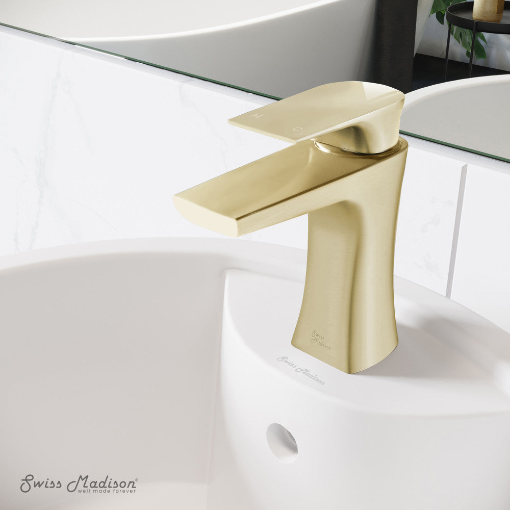 Swiss Madison Monaco Single Hole, Single-Handle, Bathroom Faucet in Brushed Gold