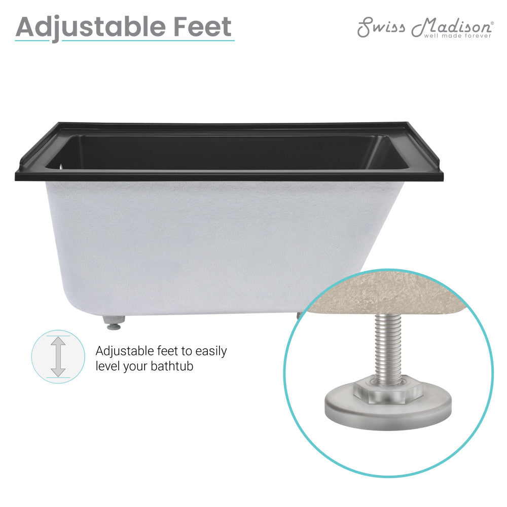 Swiss Madison Voltaire 48" x 32" Left-Hand Drain Alcove Bathtub in Matte Black