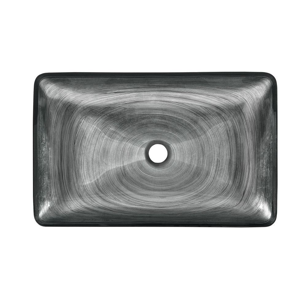 Swiss Madison Cascade Rectangular Glass Vessel Sink with Faucet, Smoky Grey