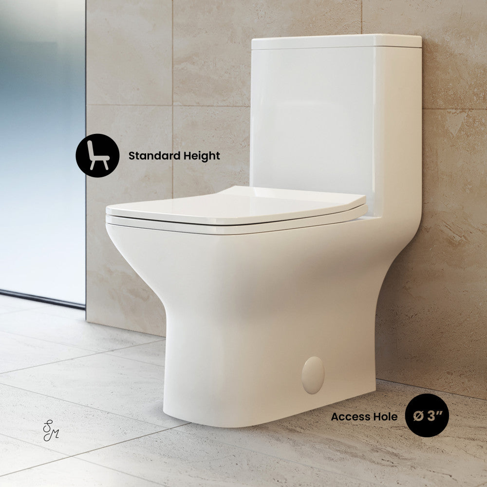 Swiss Madison Carre One-Piece Square Toilet Dual-Flush 1.1/1.6 gpf, Touchless