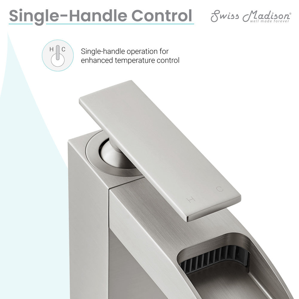 Swiss Madison Concorde Single Hole, Single-Handle, Waterfall Bathroom Faucet in Brushed Nickel